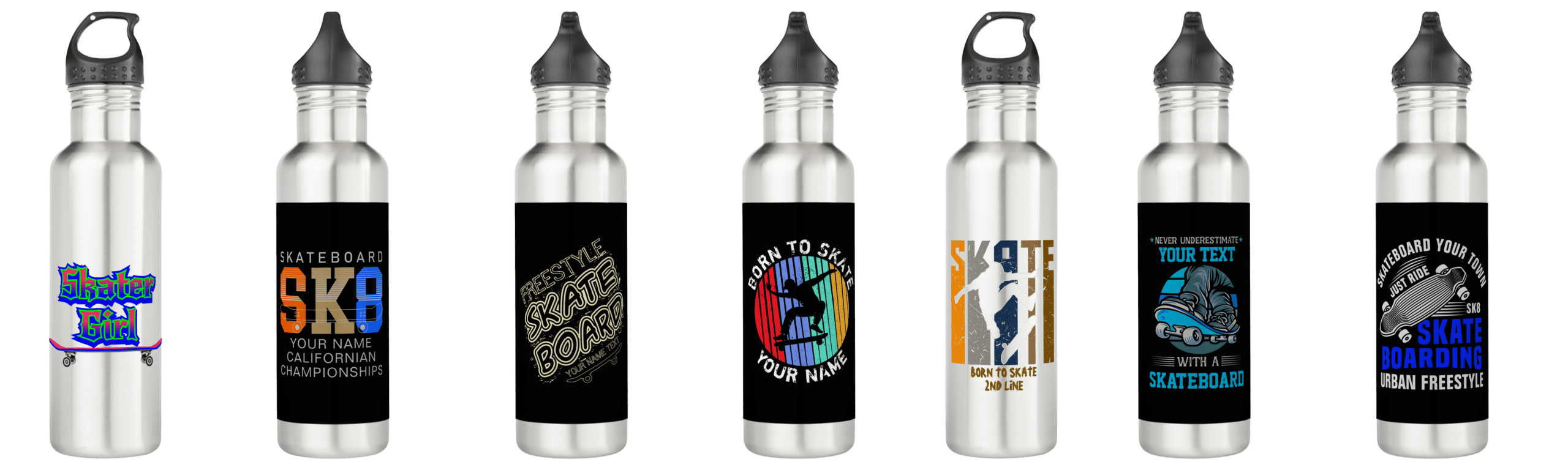 range of water bottles